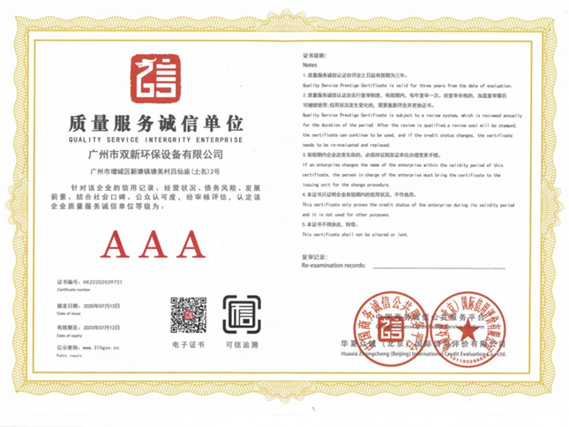 質(zhì)量服務(wù)誠信示范單位