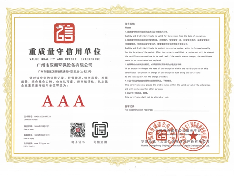 重質(zhì)量守信用單位